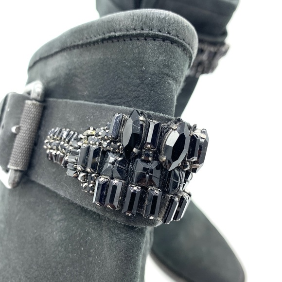 Vera Wang Lavender Cameron Black Jeweled Moto Boots - Picture 10 of 13